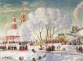 Carnaval 1920 Boris Mikhailovich Kustodiev paisaje urbano escenas de la ciudad